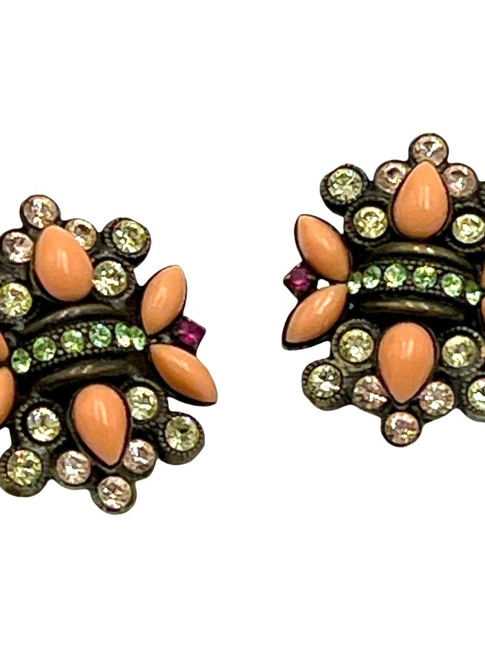 Vintage Sorrelli Earrings Goldtone Antiqued Rhinestone Clips